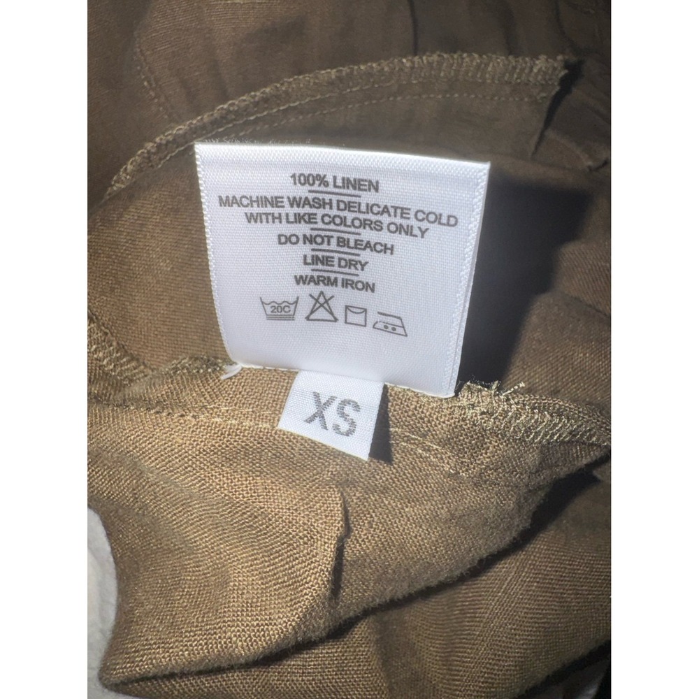 American Giant brown 100% linen pull on elastic waist wide leg pants women's XS - Picture 7 of 8